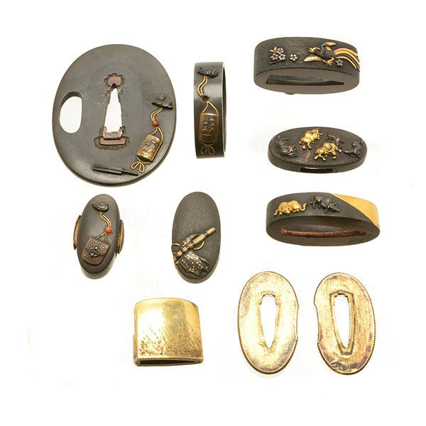 A Group of Shakudo Sword Furnishings, 19th Century (1 of 10)