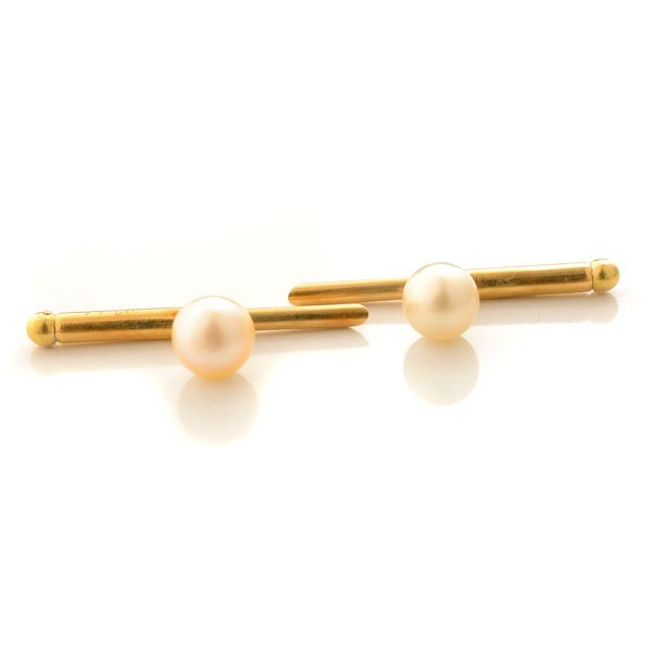 Pair of Gent's Cartier Pearl, 18k Yellow Gold Buttons. (1 of 4)