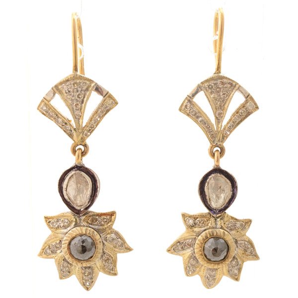 Pair of Diamond, Vermeil Drop Earrings. (1 of 4)