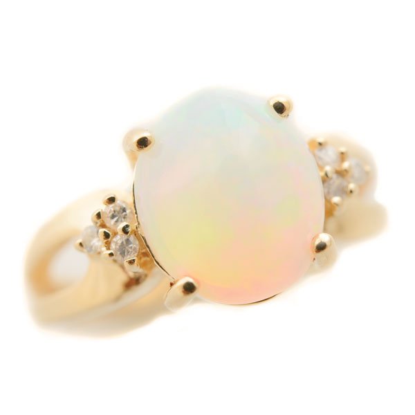 Opal, Diamond, 14k Yellow Gold Ring. (1 of 3)