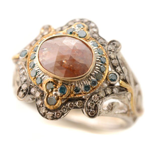 Diamond, Silver, 14k Yellow Gold Ring. (1 of 4)