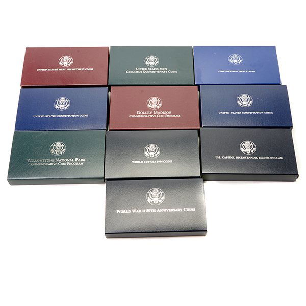 Lot of 10 US Commemorative Coins Sets in Original Boxes (1 of 5)