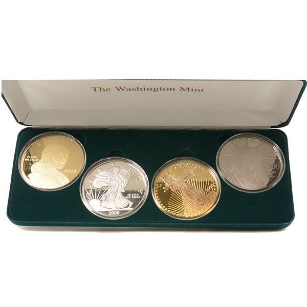 4 US 2000 Giant Quarter Pound Silver Coins by Franklin (1 of 5)