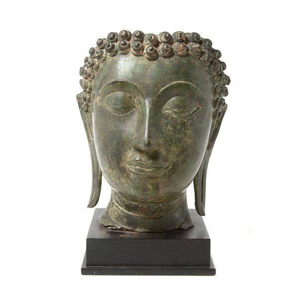 A Thai Bronze Head of Buddha, 14th/15th Century (1 of 6)