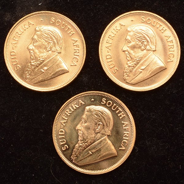 Lot of 3 South Africa Krugerrand: Lot of 3 South Africa Krugerrand 1975, 1978, 1979 - UNC Condition