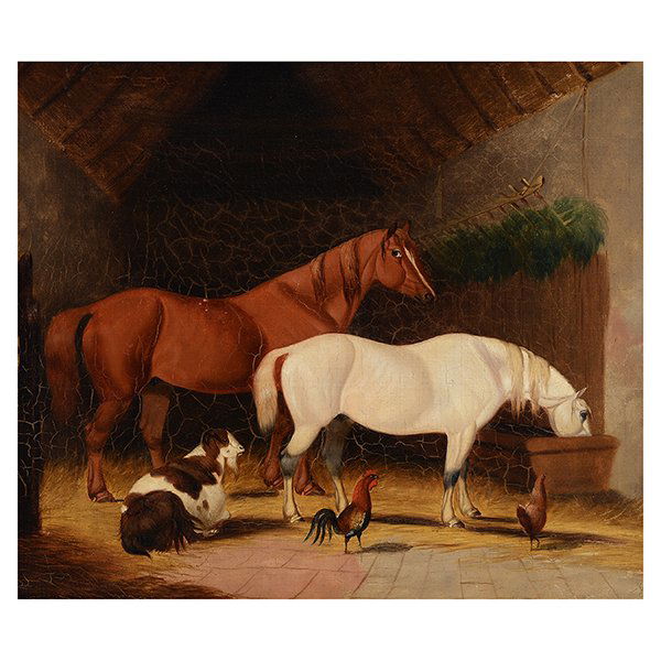 English School "Horse at Trough" oil on canvas (1 of 5)