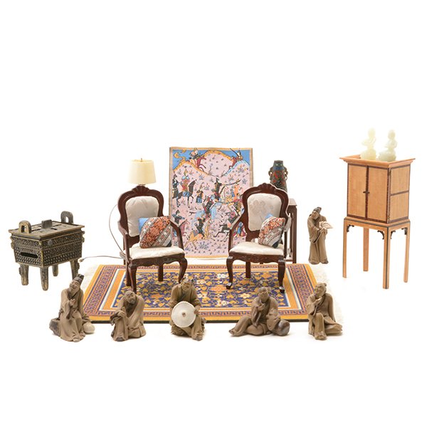 Collection of Miniature Asian Style Furnishings and (1 of 9)