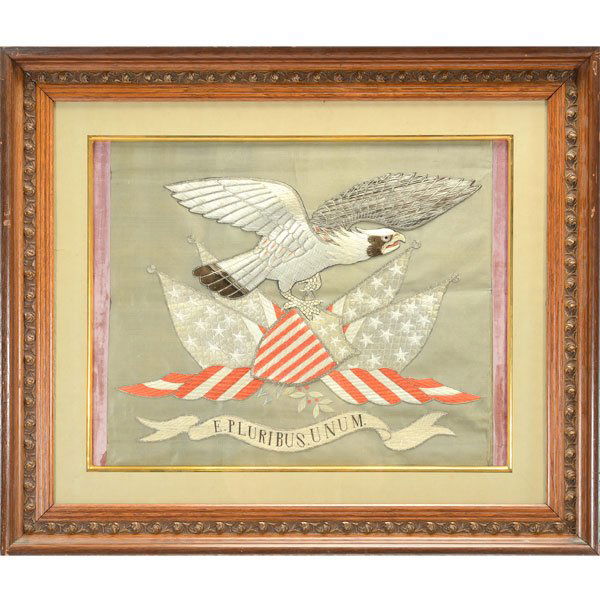 Chinese Export Silk Embroidered Eagle (1 of 4)