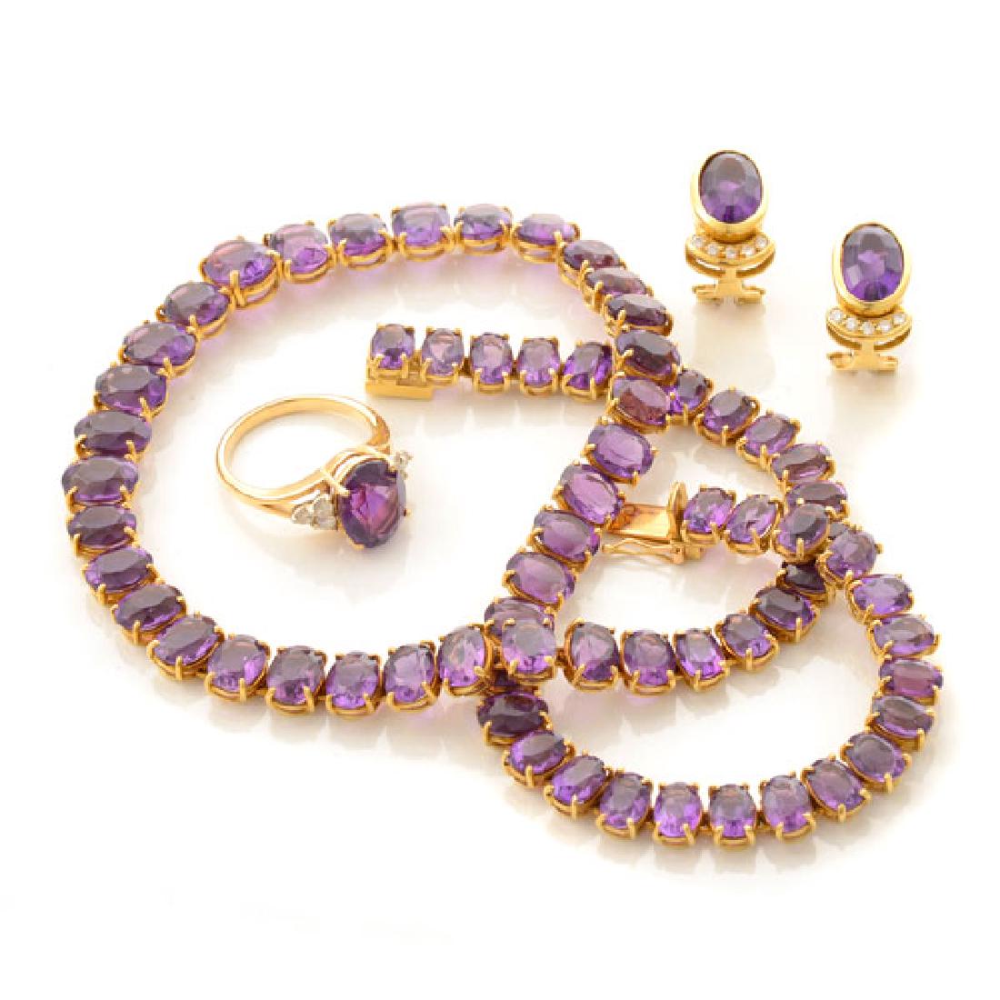 Amethyst, Diamond, Yellow Gold Jewelry Suite. (1 of 5)