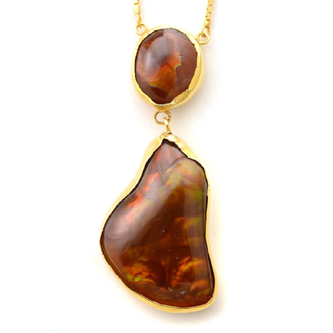 Fire Agate, 14k Yellow Gold Necklace. (1 of 4)