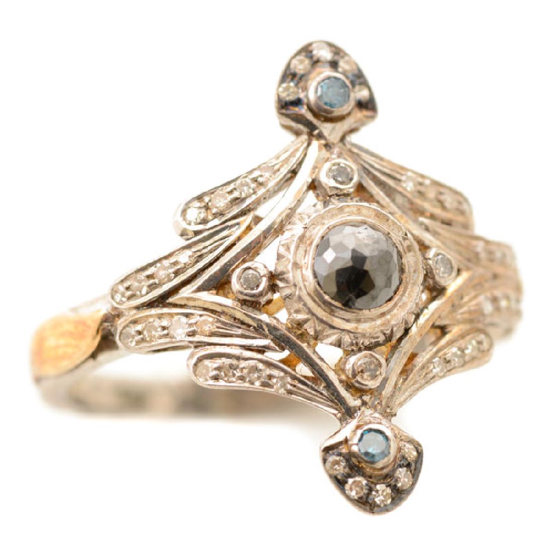 Diamond, Silver, 14k Yellow Gold Ring. (1 of 4)