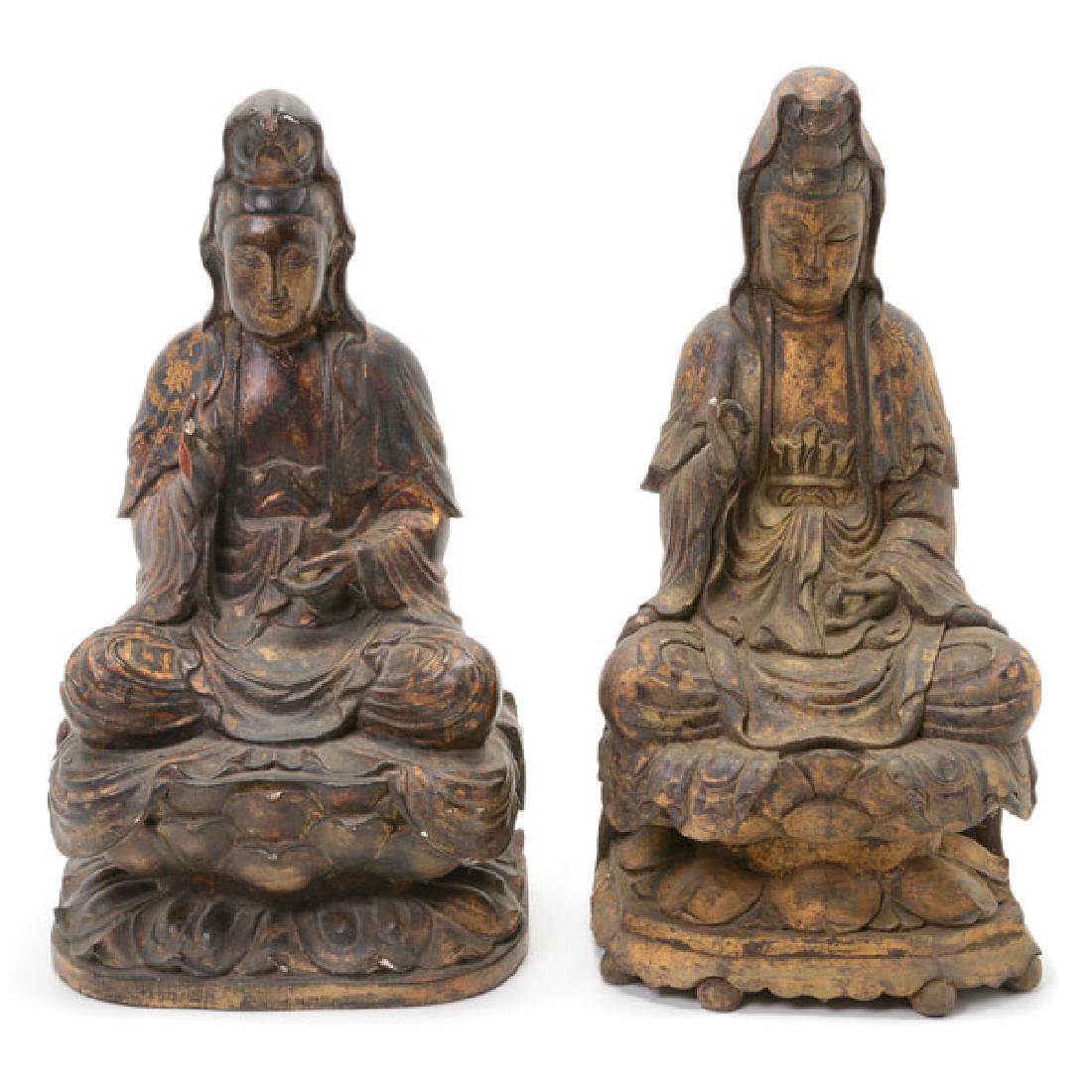 Two Lacquered Wood Buddhist Figural Carvings (1 of 5)