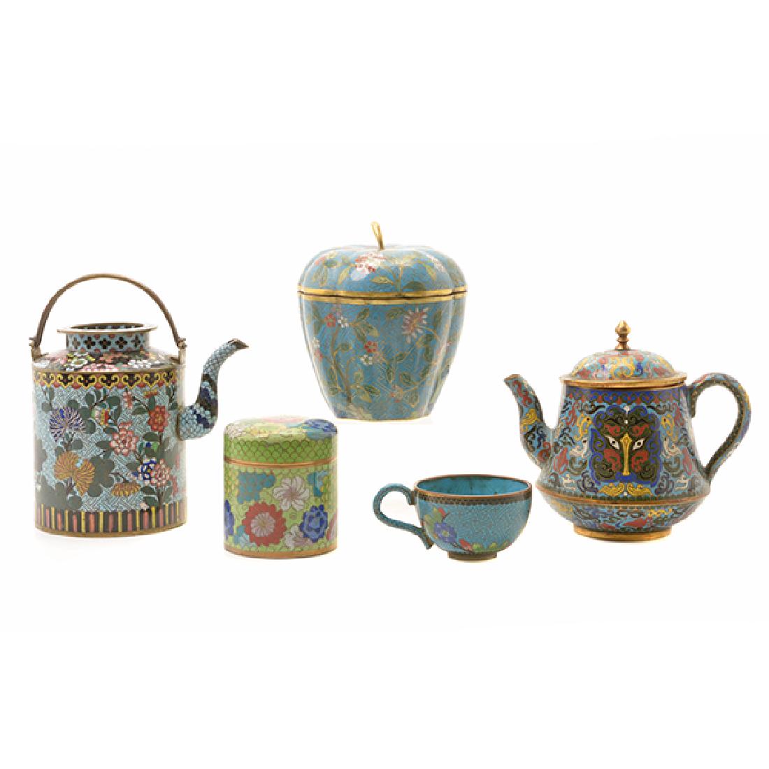 Five CloisonnÈ Enamel Tea Wares, Republic Period (1 of 10)