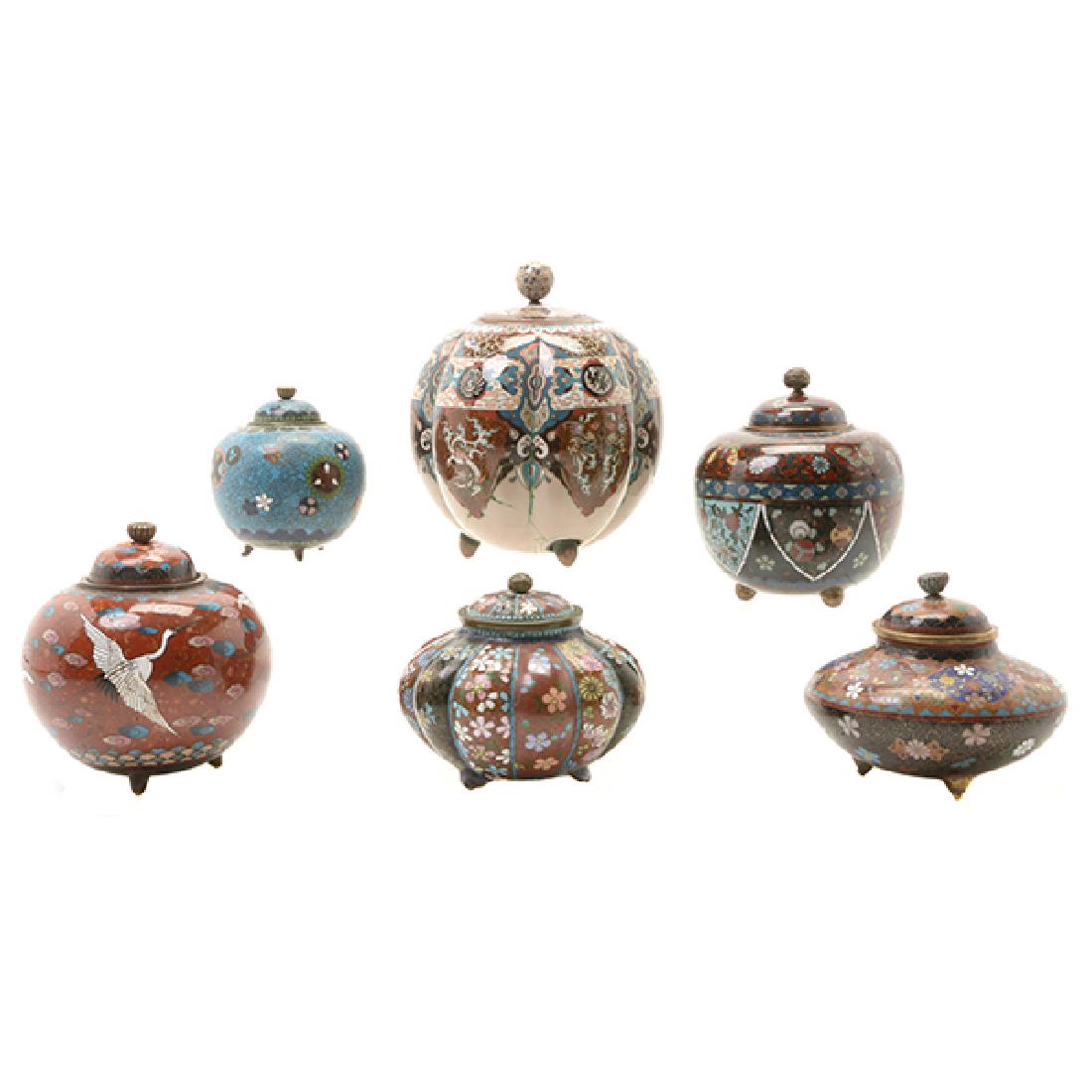 Six CloisonnÈ Enamel Koro, Meiji Period (1 of 10)
