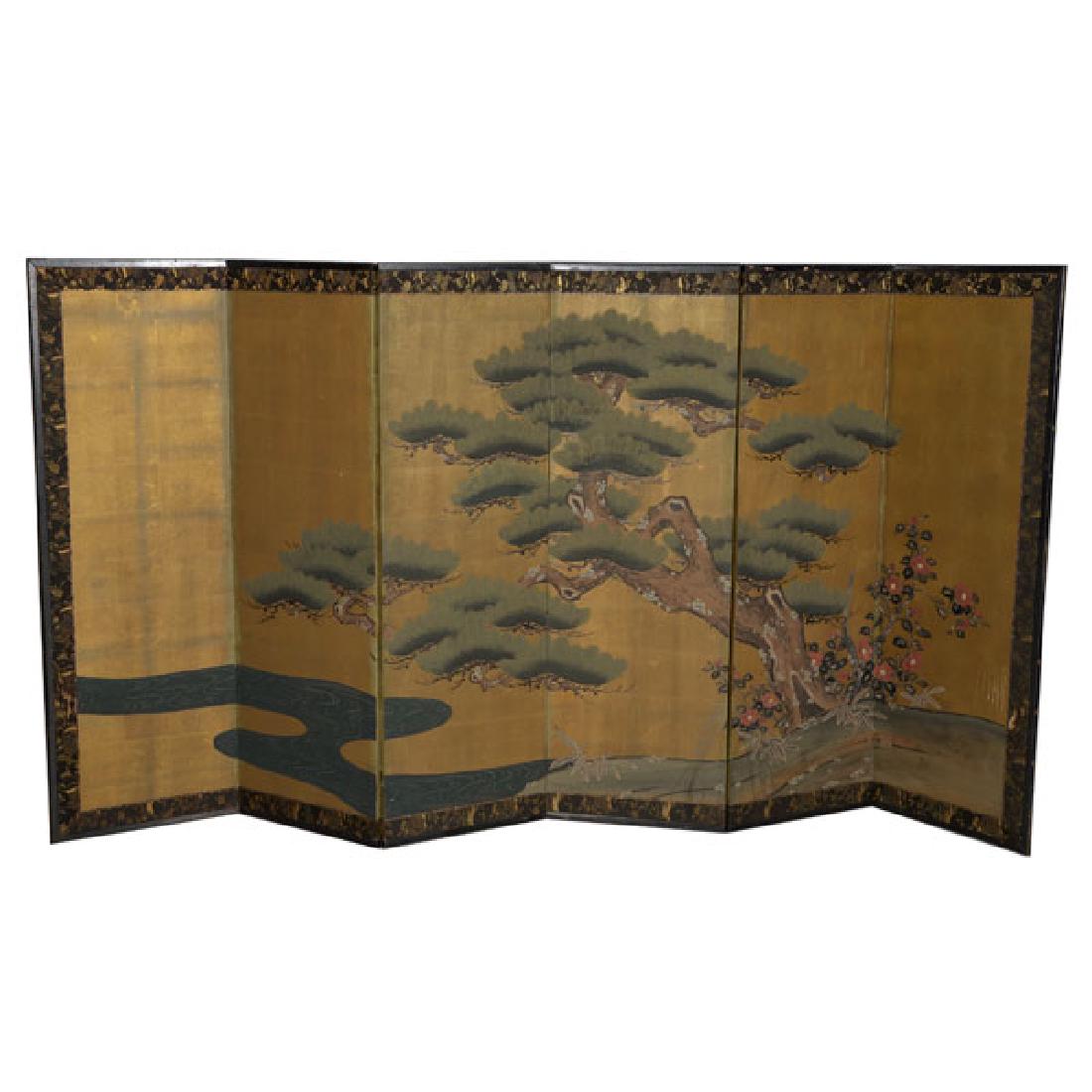 A Japanese Six Panel Folding Screen, 19th Century (1 of 4)
