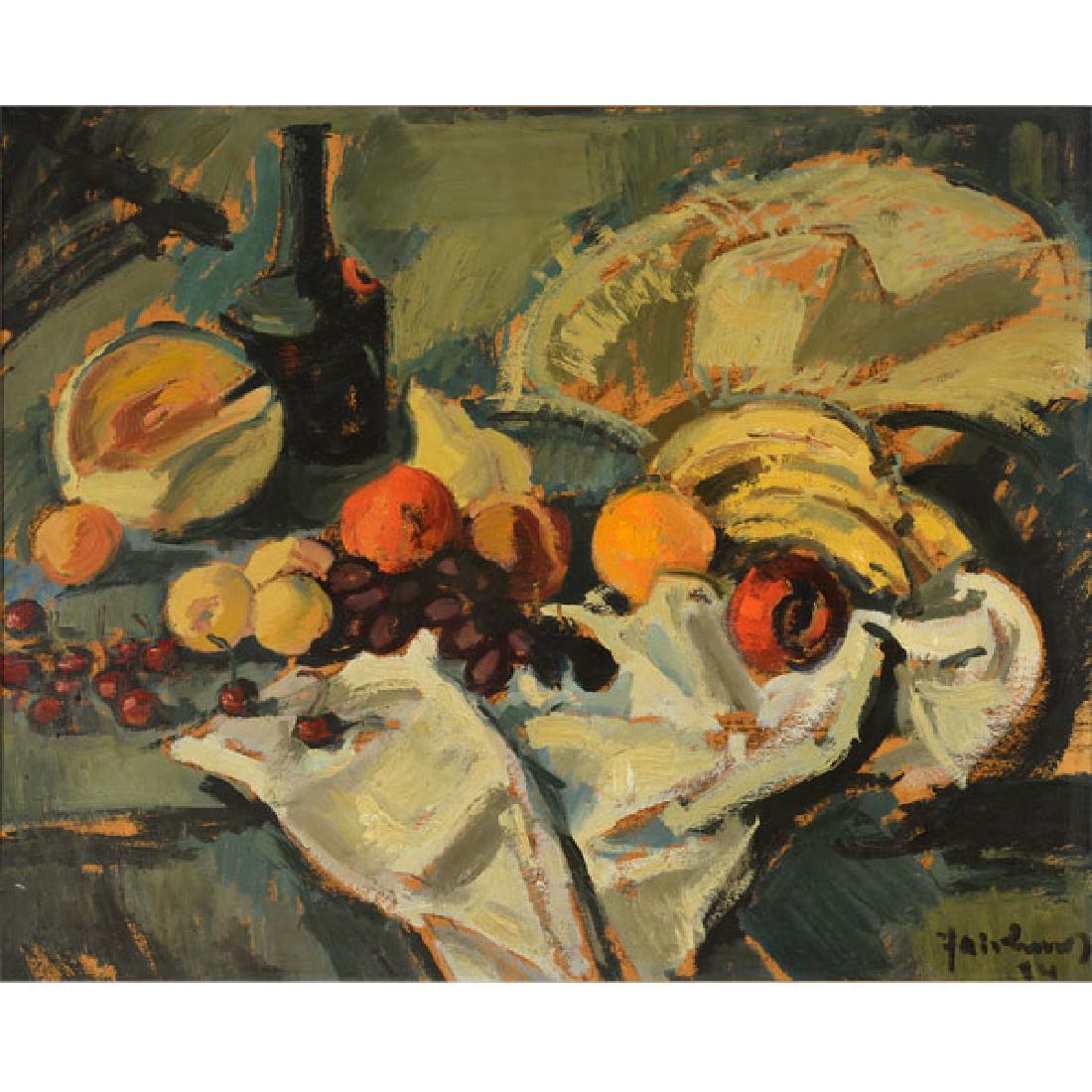 American School "Still Life with Fruit" oil on board (1 of 5)