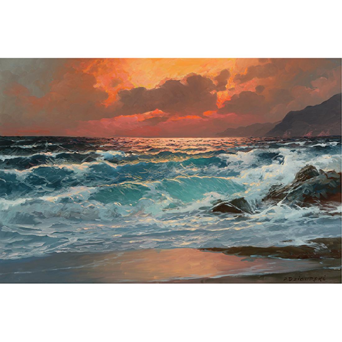 Alexander Dzigurski "Crashing Waves" oil on canvas (1 of 8)