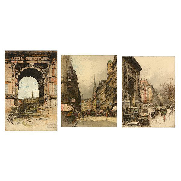Luigi Kasimir Three "European City" aquatint etchings (1 of 9)