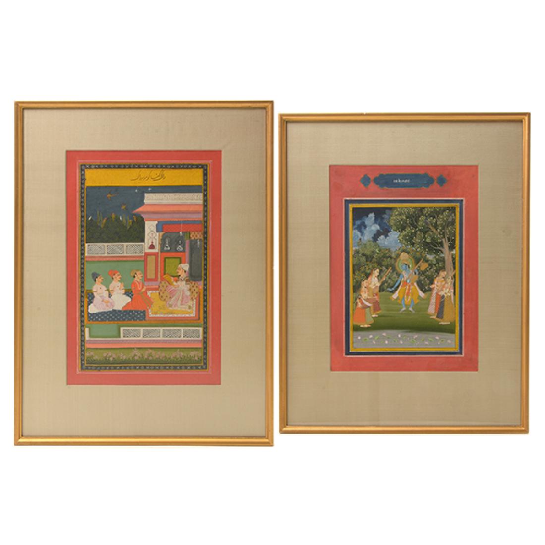 Two Framed Indian Mughal School Miniature Paintings (1 of 9)
