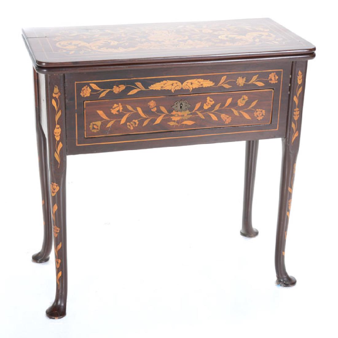 Dutch Floral Marquetry Gate Leg Table with Drawer (1 of 6)
