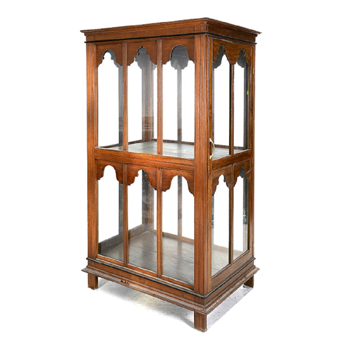 Anglo Indian Gothic Revival Walnut Glass Display (1 of 4)