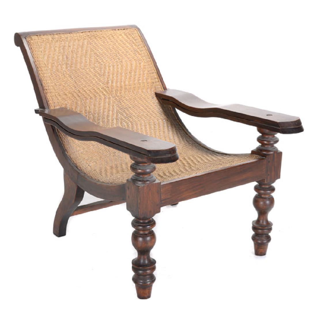 Anglo Indian Teak and Rattan Plantation Lounge Chair (1 of 5)