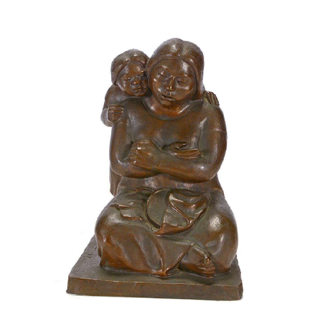 Tomas Chavez Morado Bronze Figural Group of Mother and (1 of 8)