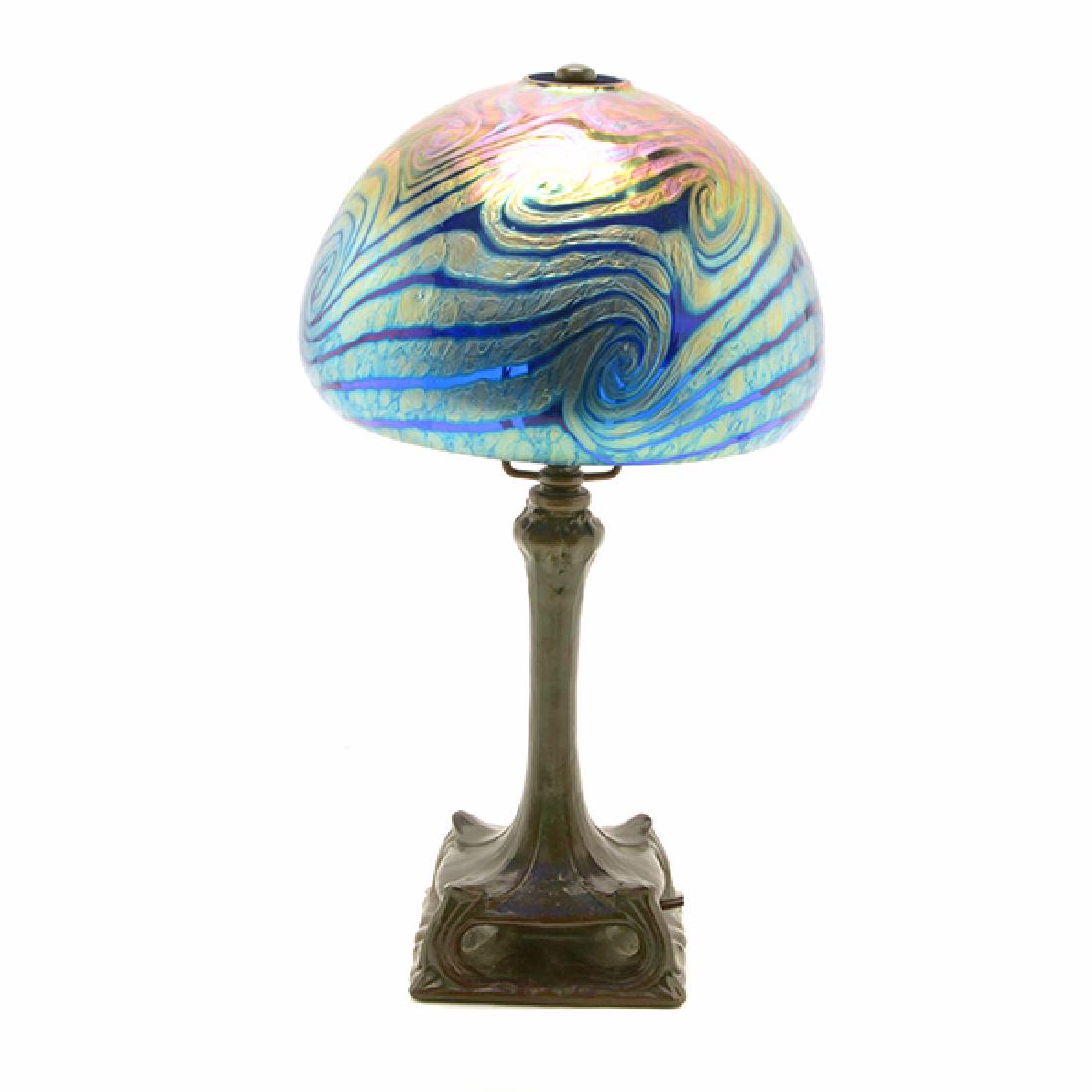 Lundberg Iridescent Glass Shaded Lamp on Patinated Base (1 of 6)