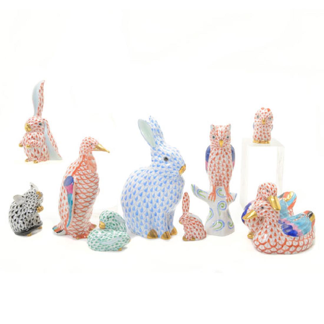 Collection of Nine Herend Porcelain Fishnet Animal (1 of 5)