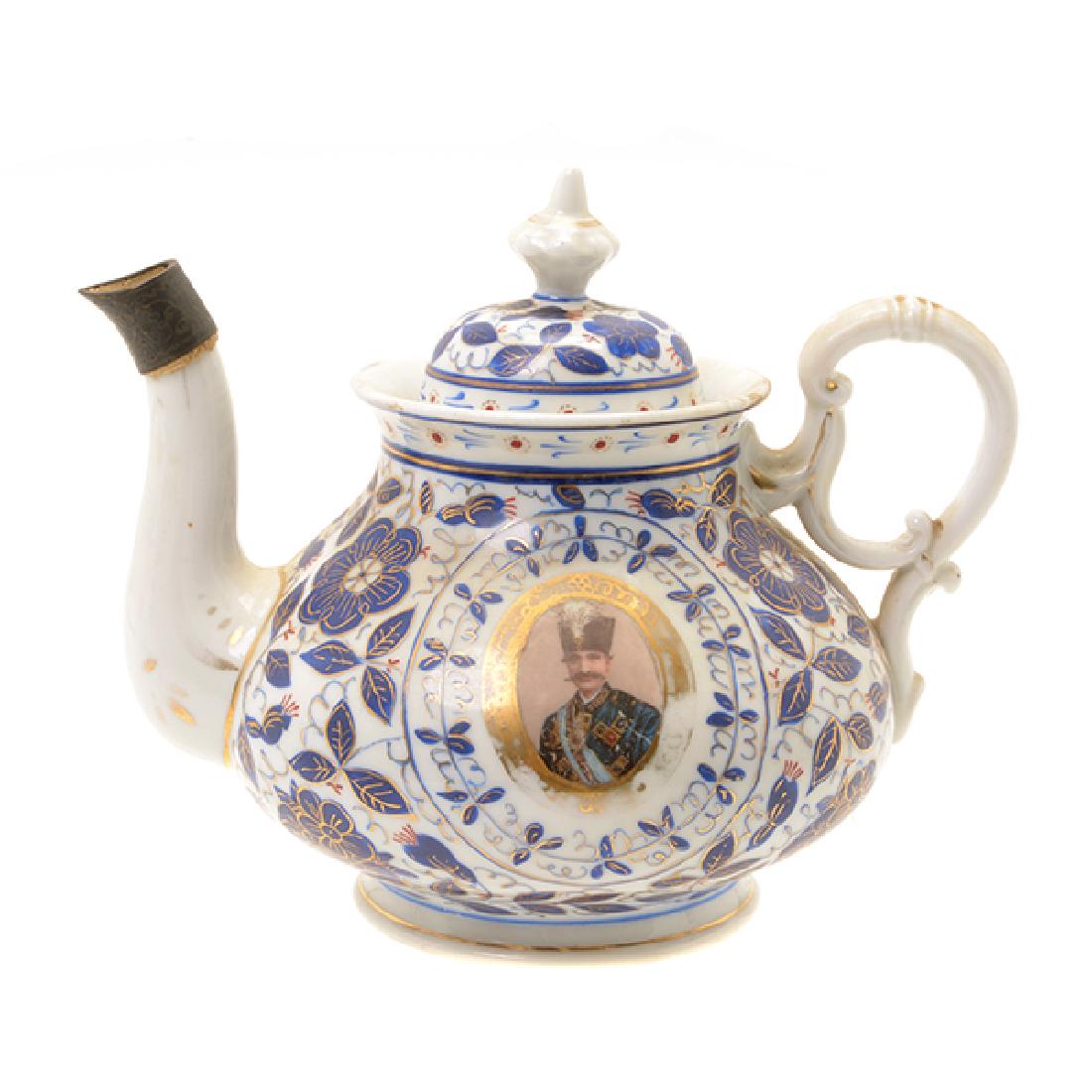 French Persian Porcelain Teapot Featuring Portrait of (1 of 8)
