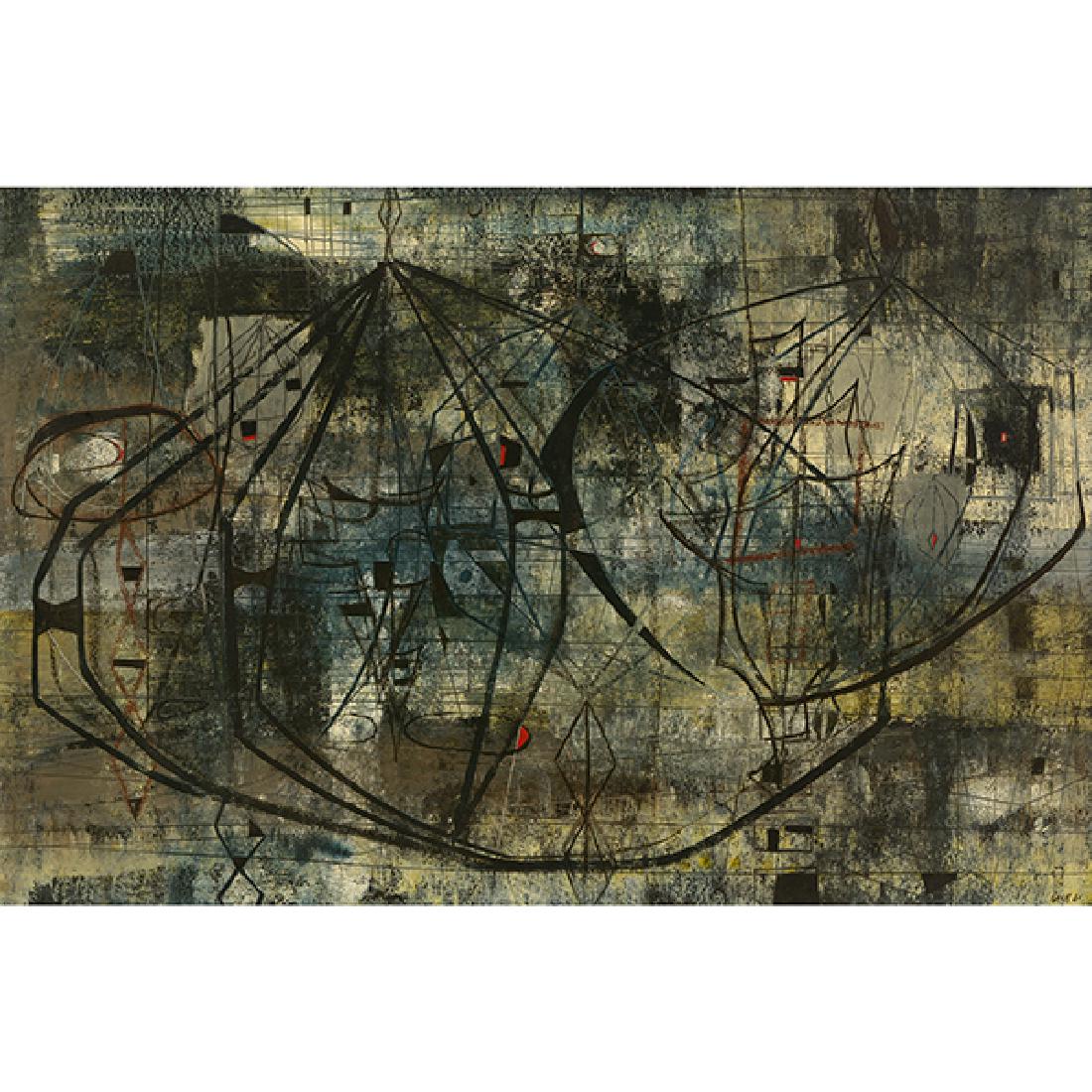 Kenneth Nack "Untitled Abstract in Black" mixed media (1 of 7)