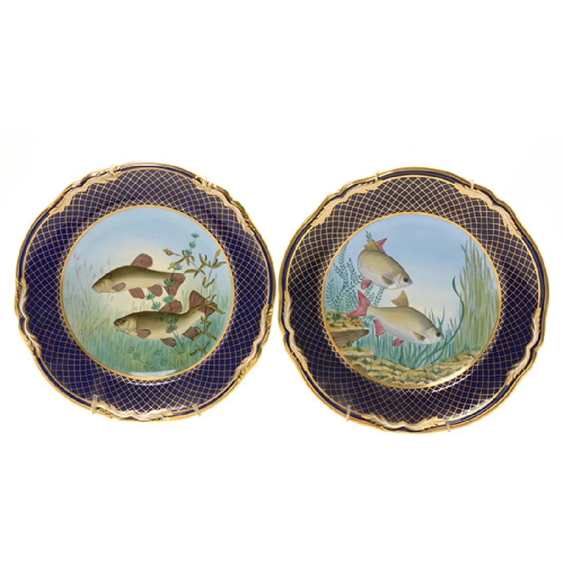 Twelve Spode Plates of Ducks, Fish, and Wildflowers (1 of 8)