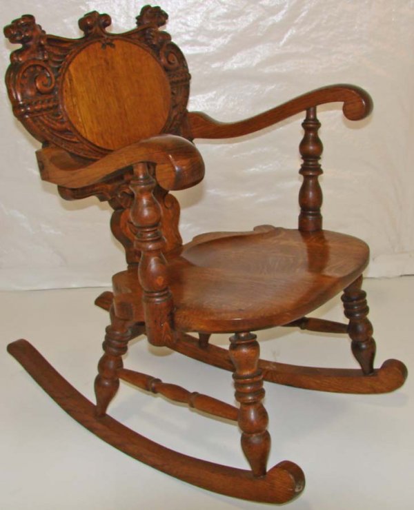 Great R.J Horner Lions Head Oak Rocker: Lions Head Oak Rocker, made from Solid Quarter Sawn Oak Heavily Carved Winged Griffin Back 1890 Great condition 33 1/2"h x 26"w x 32 1/4"d