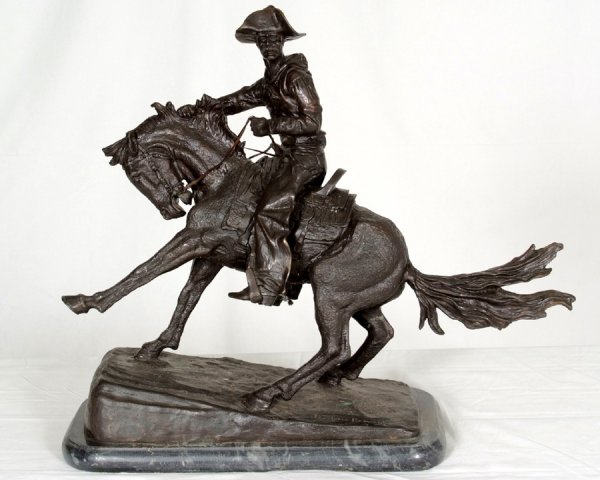 Cowboy on Horse Frederic Remington 23"h x 26 1/2"w: Cowboy on Horse Frederic Remington 23"h x 26 1/2"w x 10"d