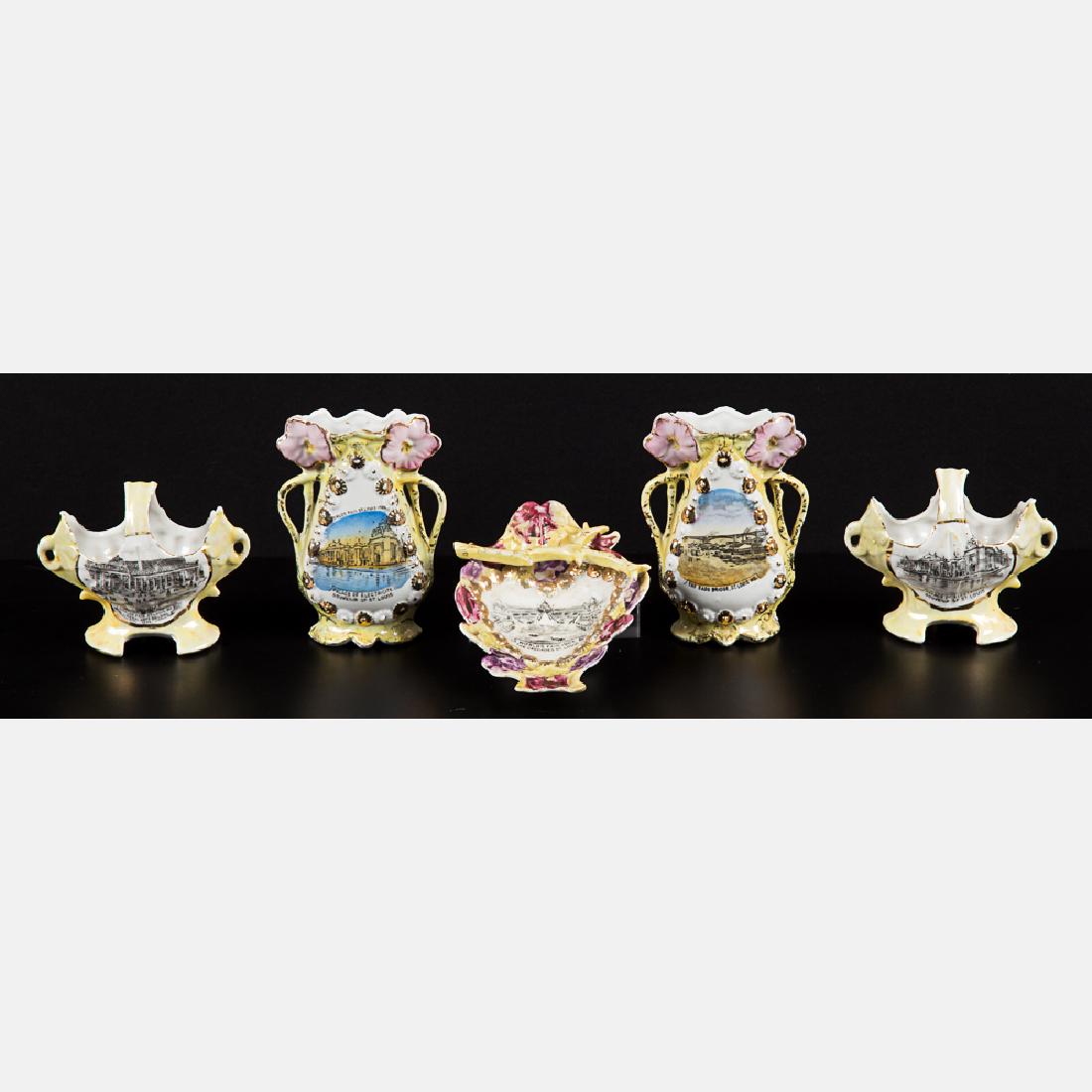 A Group of Five Porcelain Lustreware Decorative Items (1 of 7)