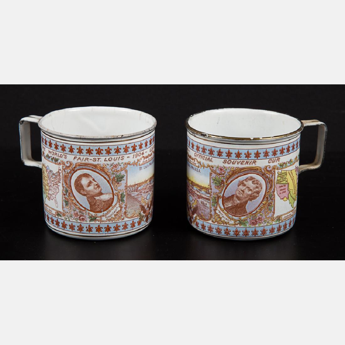 A Pair of Official Enameled Tin Souvenir Cups by (1 of 5)