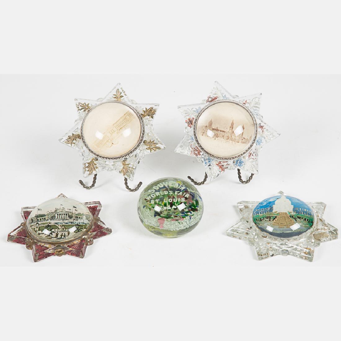 A Group of Five Glass Paperweights and Souvenirs by (1 of 4)