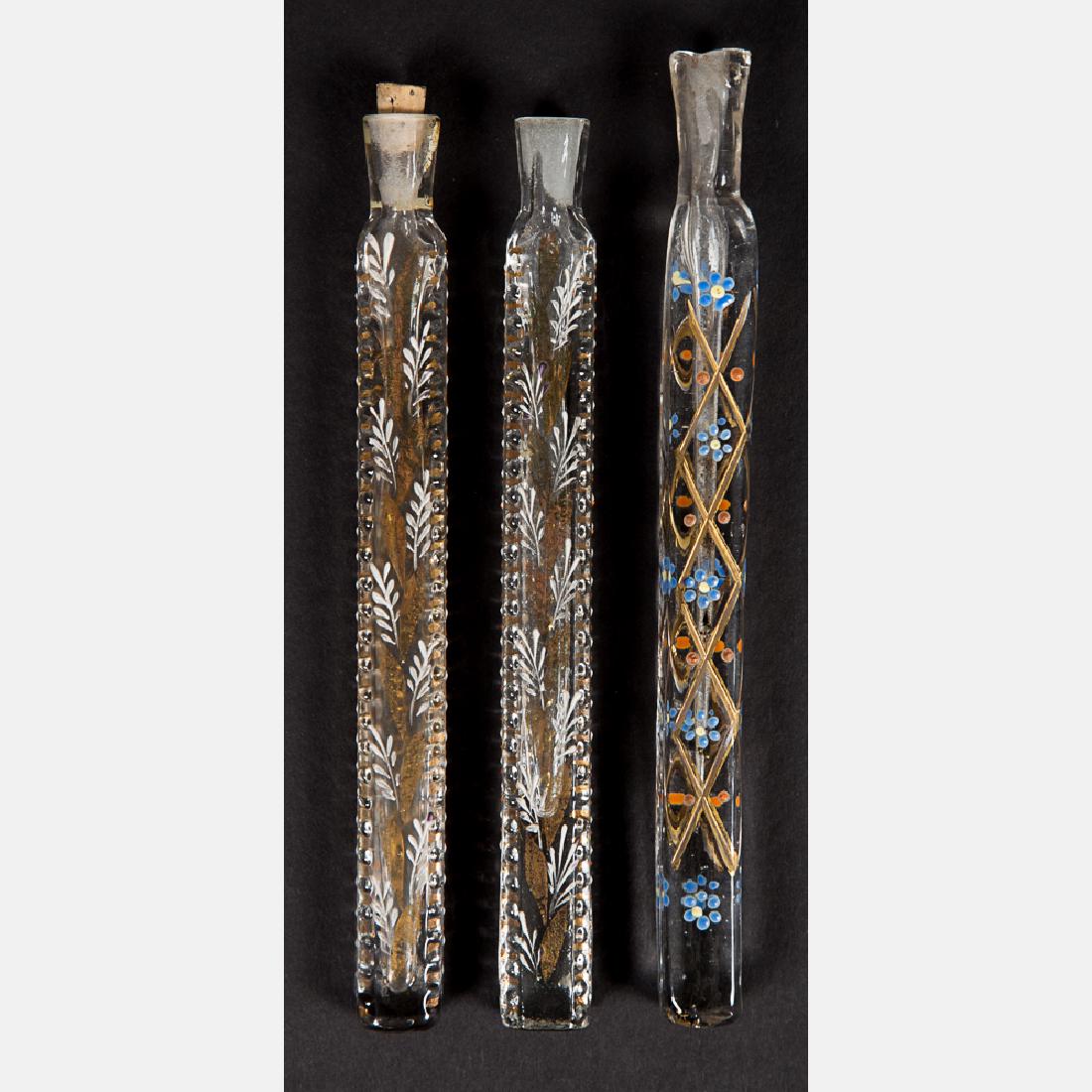 A Group of Three Decorated, Clear Glass 'Throwaway' (1 of 3)