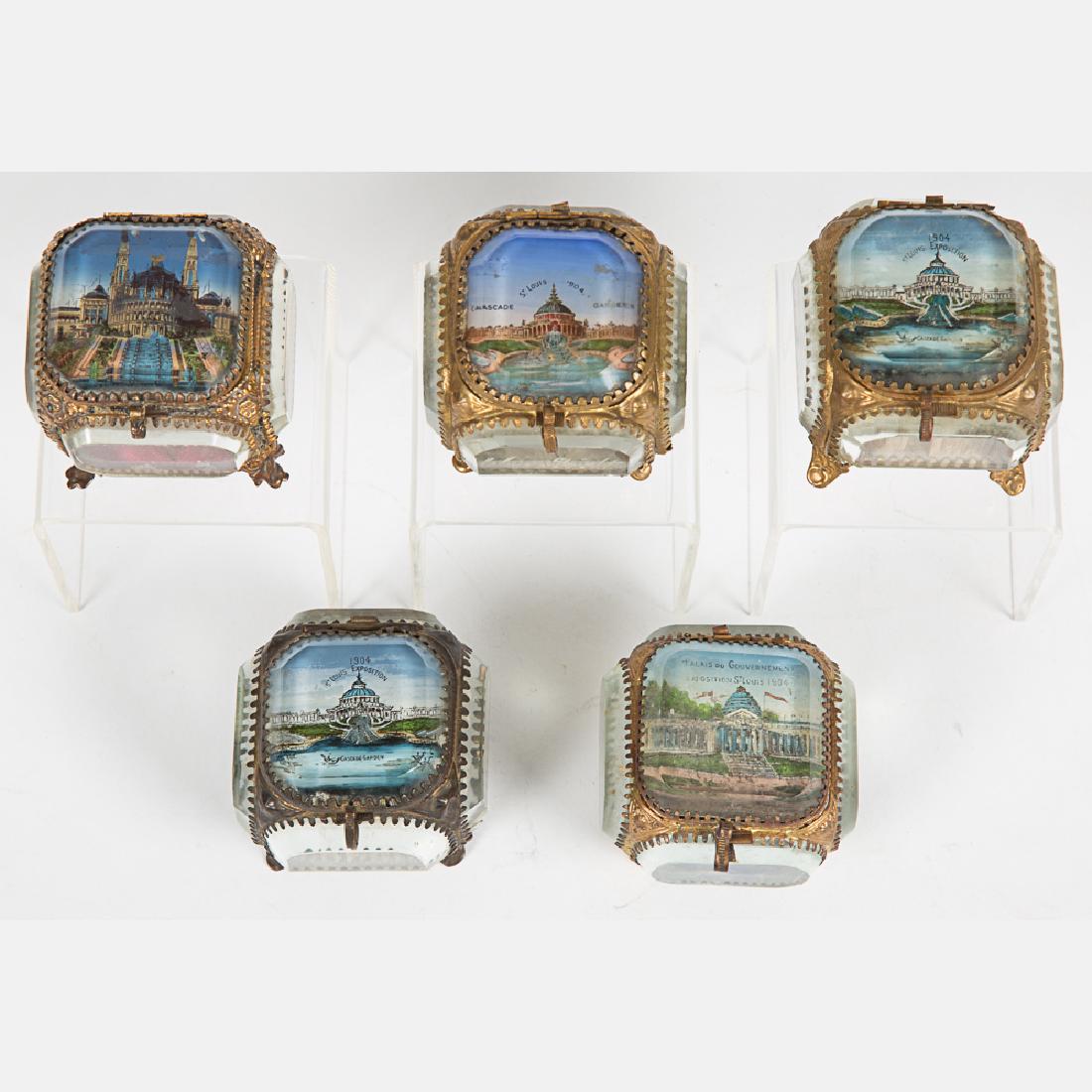 A Group of Five Glass and Brass Jewelry Boxes from the (1 of 9)