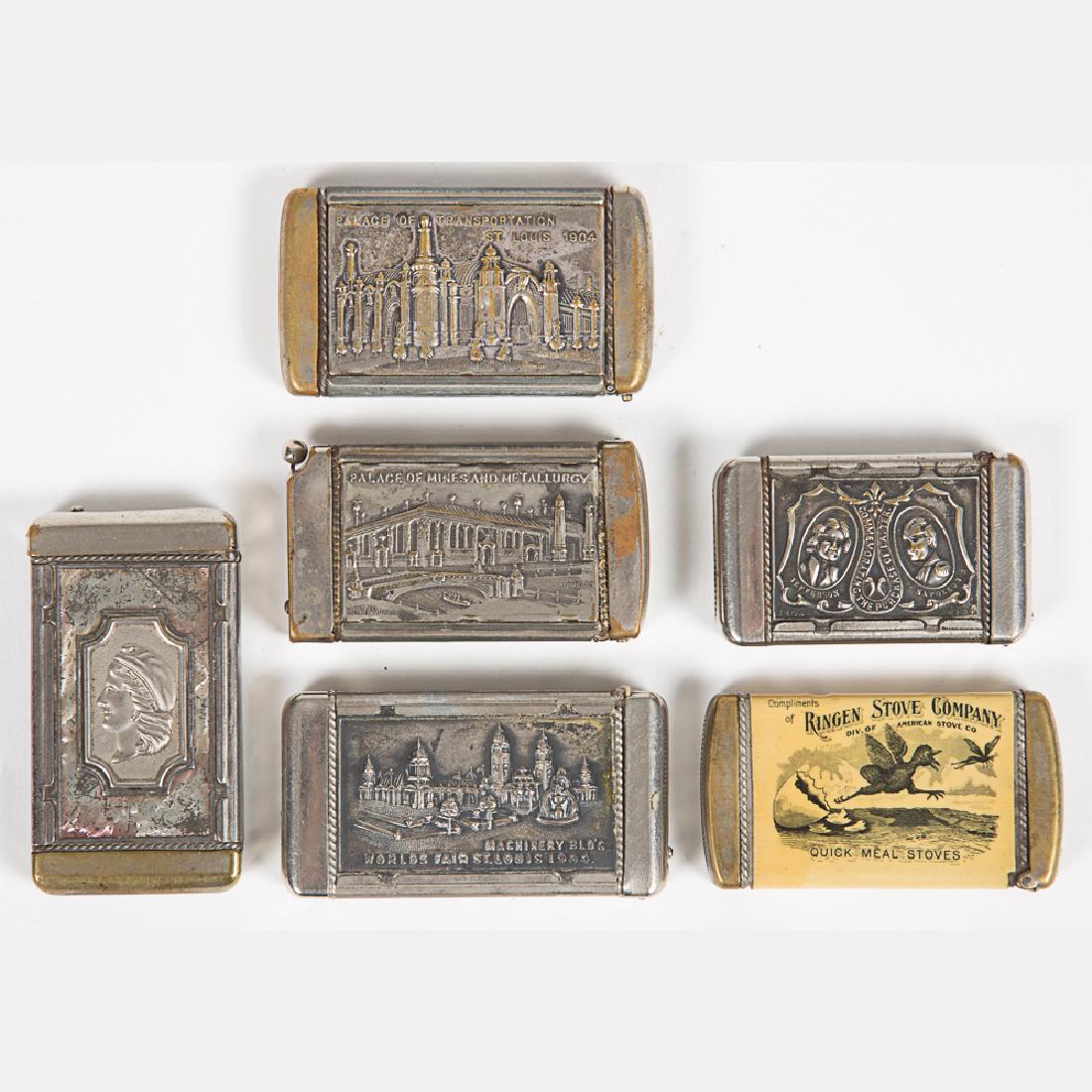 A Group of Six Nickel Plated Match Safe Souvenirs from (1 of 6)