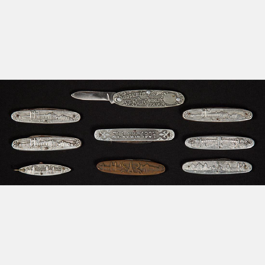 A Group of Nine Aluminum and Brass Pocket Knives from (1 of 4)