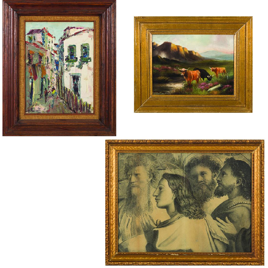 Two Oil on Canvas Decorative Paintings by Various (1 of 12)