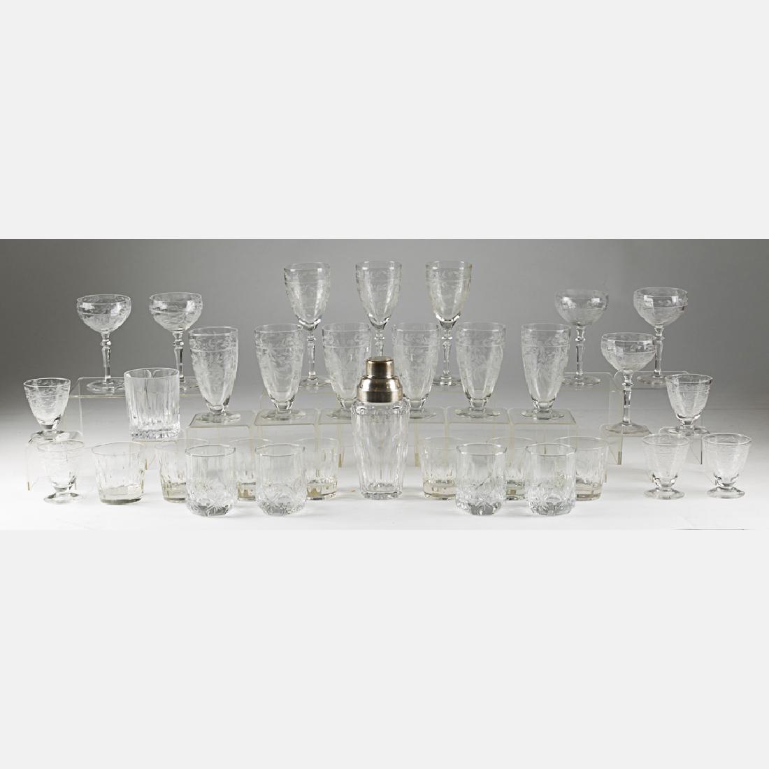 A Collection of Etched Crystal Stemware, 20th Century, (1 of 9)
