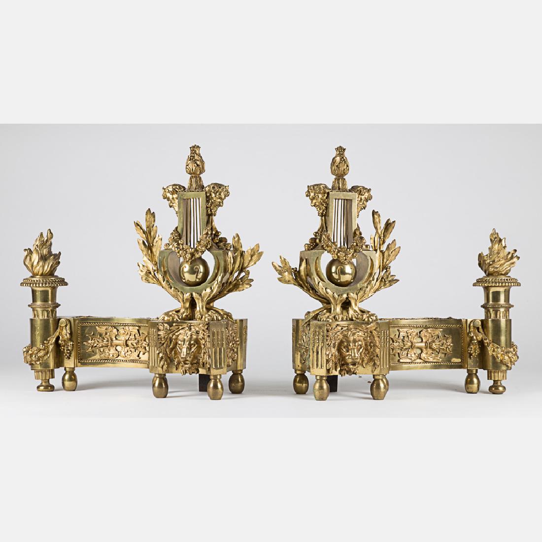A Pair of Louis XV Style Bronze Dore Chenets, 19th/20th (1 of 9)