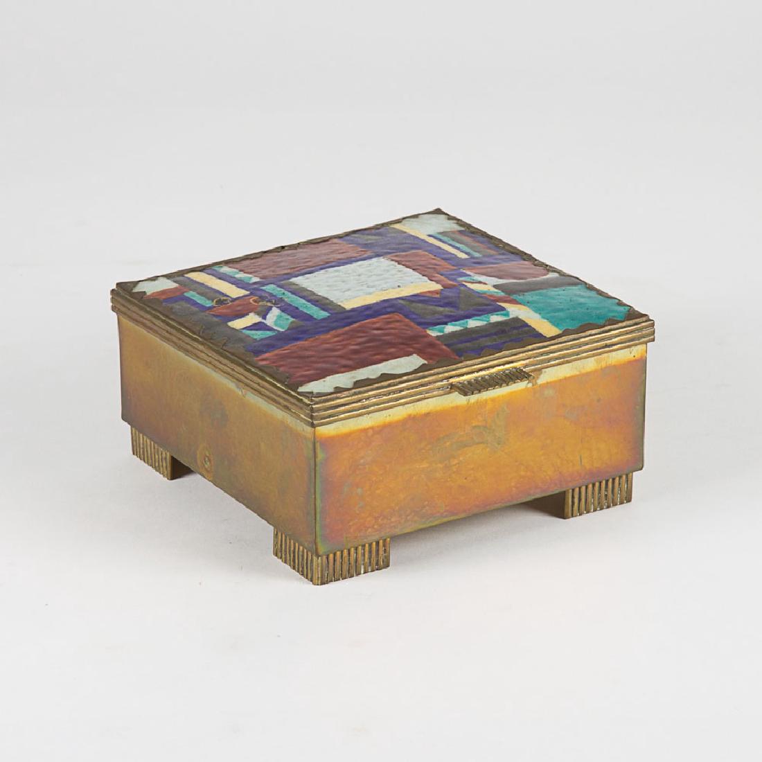 A Vienna School Hammered Brass and Enameled Lidded Box, (1 of 6)