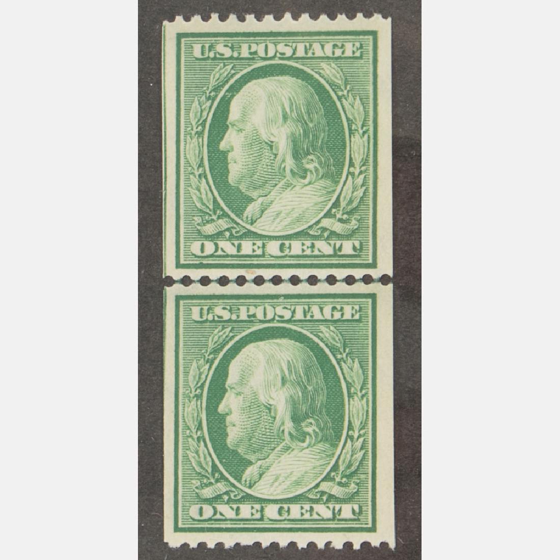 A Vertical Set of One Cent Benjamin Franklin Stamps, (1 of 1)