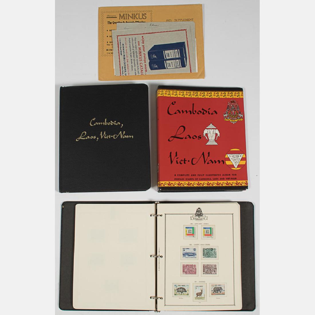 Two Full Stamp Albums from Cambodia, Laos and Vietnam,: Two Full Stamp Albums from Cambodia, Laos and Vietnam, Appear to be mint.