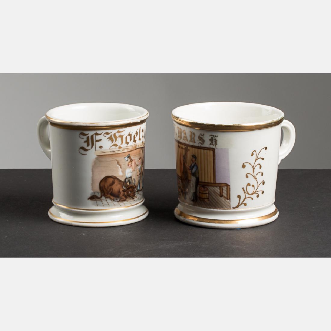 Two American Porcelain Occupational Shaving Mugs, Late (1 of 4)