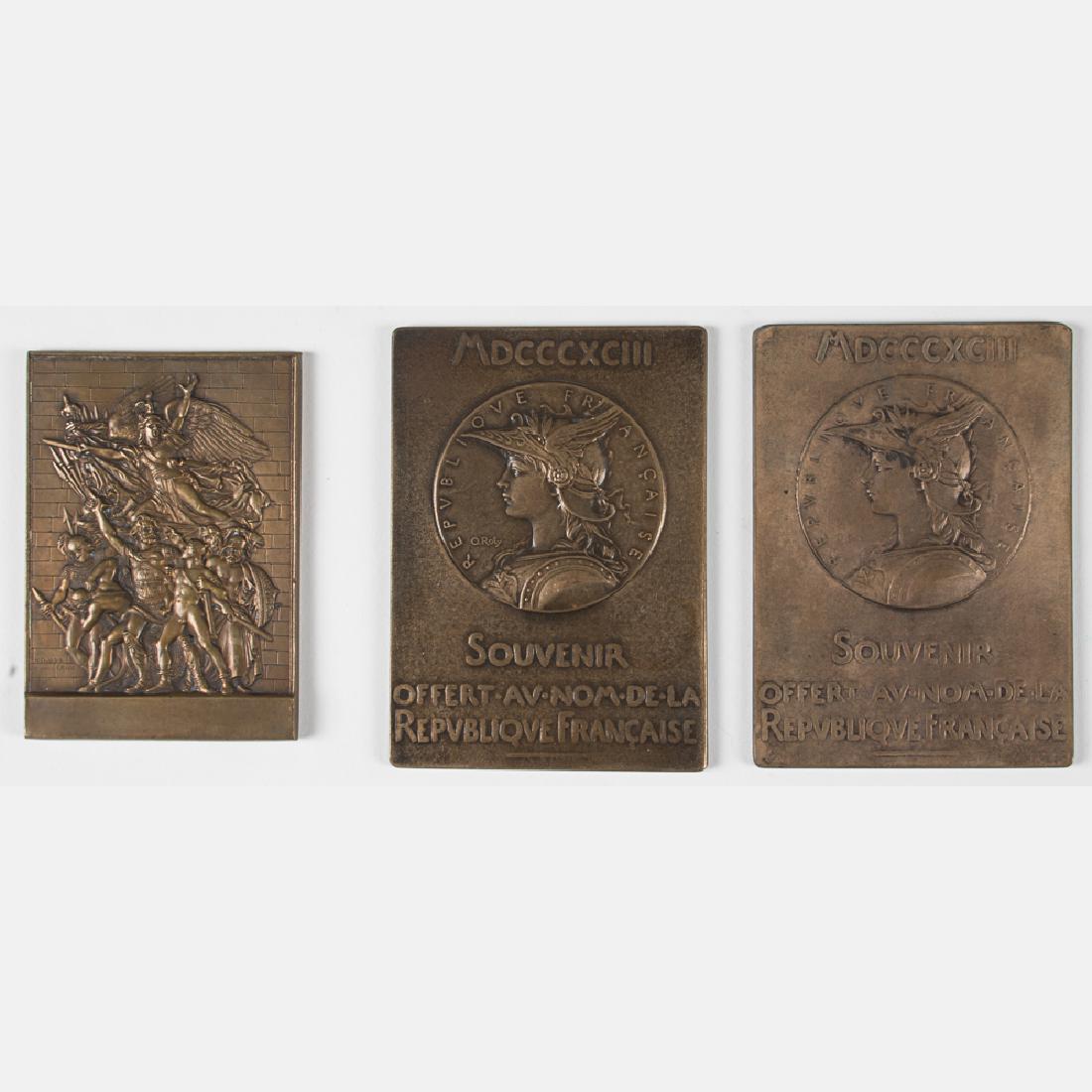 A Group of Three French Bronze Bas-Relief Plaques from (1 of 2)