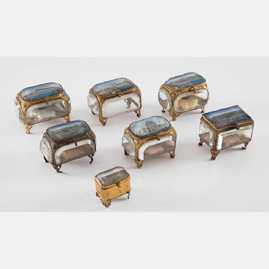 A Group of Seven Brass and Glass Jewelry Boxes from the (1 of 4)